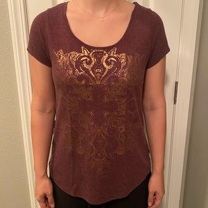 Deep Purple Lucky Brand Tee with Bronze design